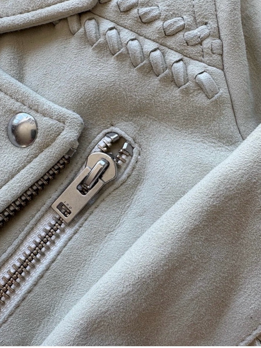 Iro Cream Suede Jacket With White Lining